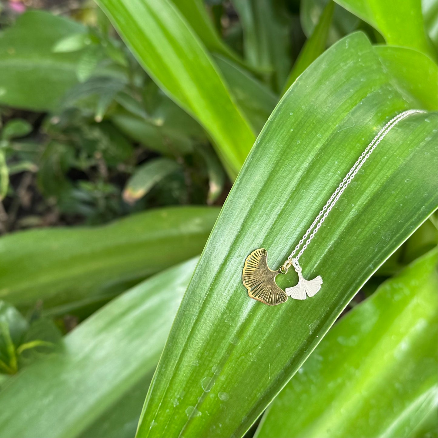 BI-COLOR GINKGO [Scapular] Necklace