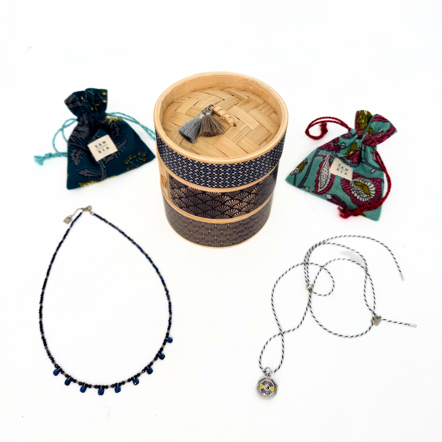 GIFT SET - STEAMER [10 CM  - Double] + NECKLACE [THEO - GAAO] + NECKLACE [8 DIRECTIONS]