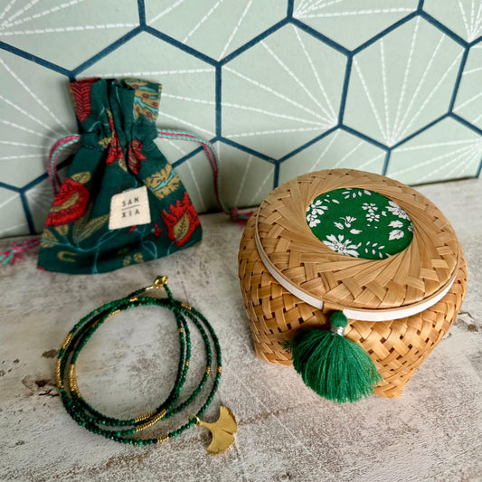 GIFT SET - SQUARE BASE BASKET [Small] + NECKLACE [PIETRO - GINKO]